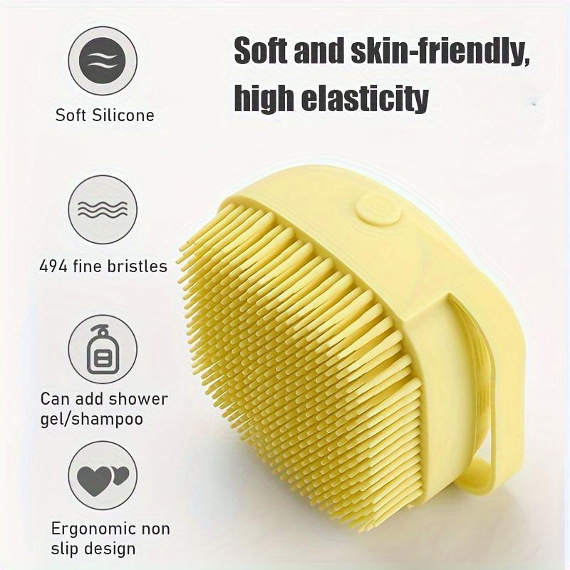 Silicone Dog Shampoo Brush with Built-In Dispenser – Soft Bristles for Massage and Coat Cleaning – Uncharged & Easy to Clean.