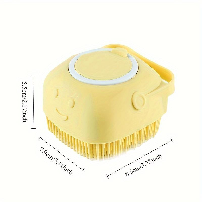 Silicone Dog Shampoo Brush with Built-In Dispenser – Soft Bristles for Massage and Coat Cleaning – Uncharged & Easy to Clean.