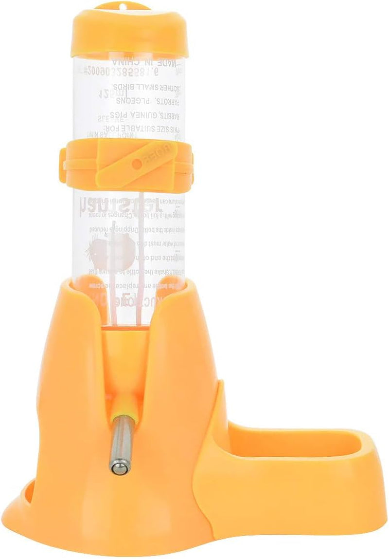 Hamster Water Bottle, Little Pet Automatic Drinking Bottle with Food Container Base Hut Hanging Water Feeding Bottles Auto Dispenser for Small Animals(125Ml,Yellow)