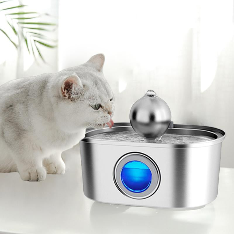 Stainless Steel Pet Fountain, Silent Pump Design Pet Feede