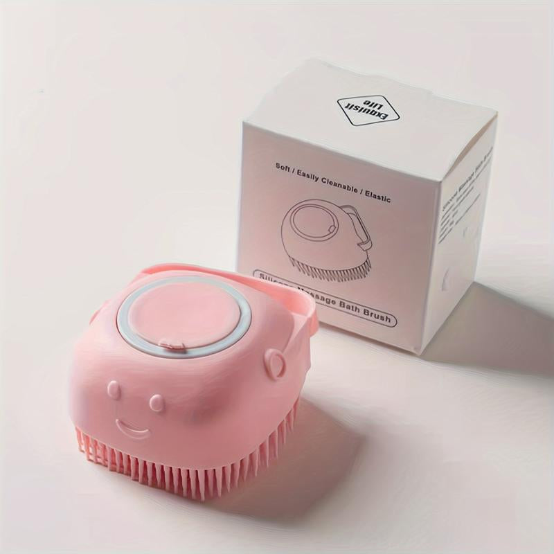 Silicone Dog Shampoo Brush with Built-In Dispenser – Soft Bristles for Massage and Coat Cleaning – Uncharged & Easy to Clean.