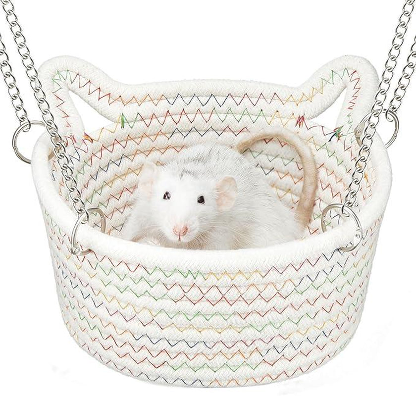 Hanging Rat Hammock for Cage – Small Chew-Proof Bed Basket with Sturdy Chains, Ideal Snuggling Sleeping Nest for Rats, Mice, and Sugar Gliders