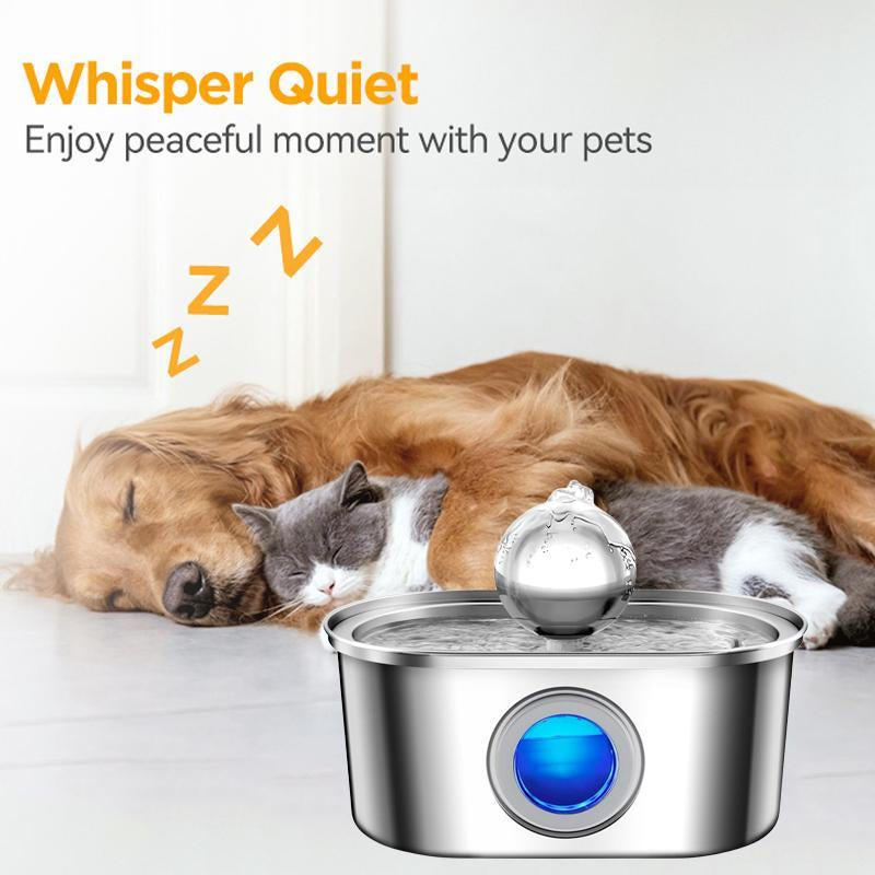 Stainless Steel Pet Fountain, Silent Pump Design Pet Feede